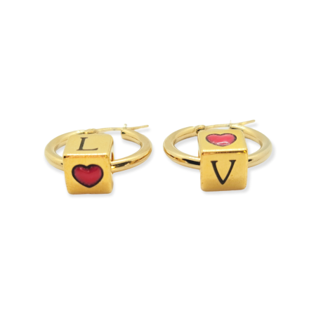 EARRINGS HOOP CUBE LOVE